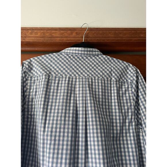 NWT Untuckit Women's Gingham Plaid Button Crispo Shirt Long Sleeve Blue Size 14 - Picture 11 of 12